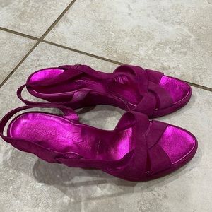 Fuschia Sigerson Morrison Suede Wedge Heel Sandals 6.5